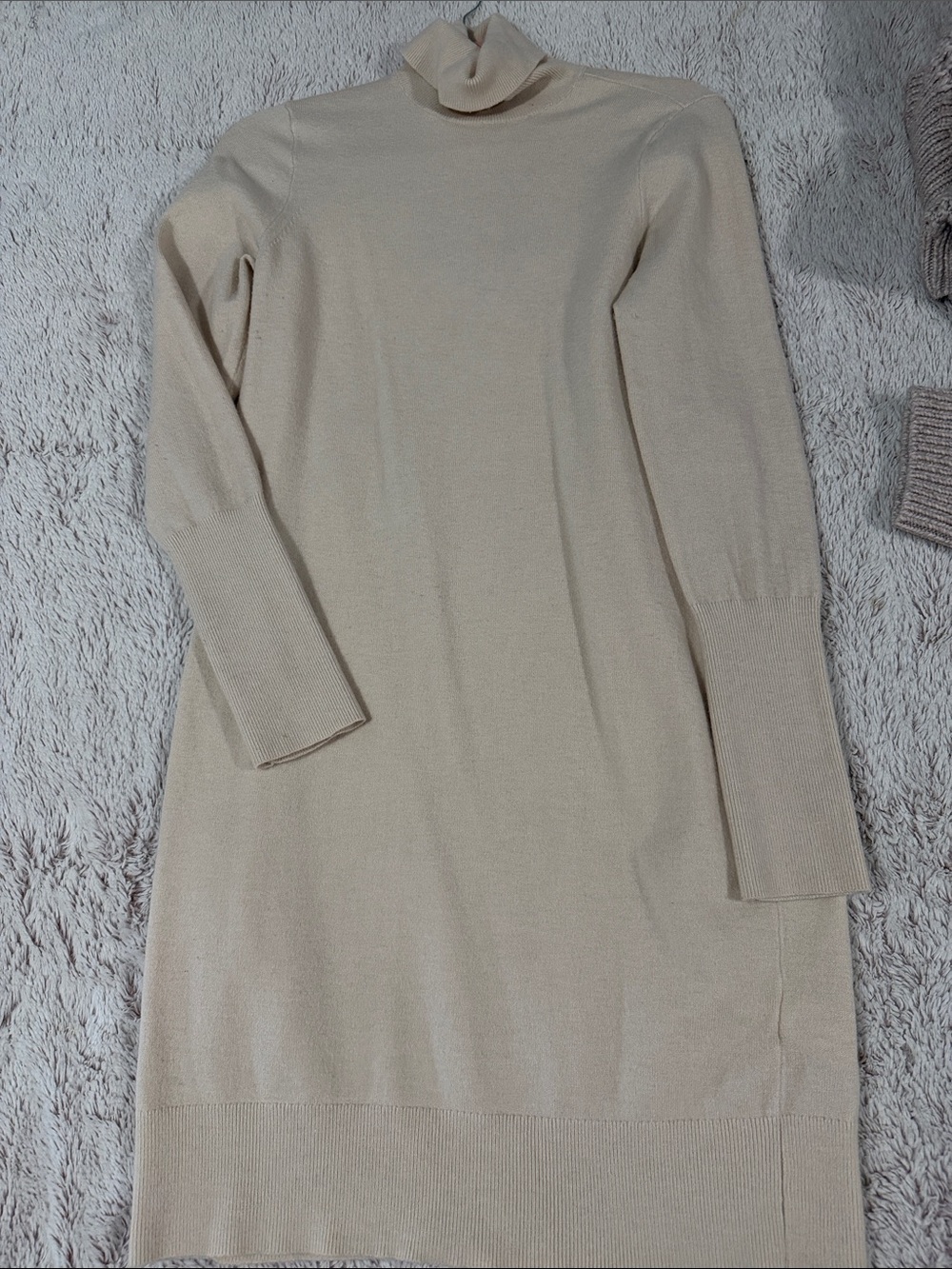 Express Cream Turtleneck Midi Dress